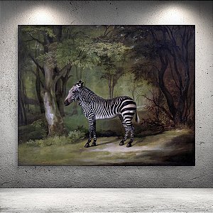 Quadro Decorativo Zebra na Floresta Árvores Centenárias Estilo Clássico 6099