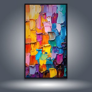 Quadro Decorativo Abstrato Espatulado Texturizado Cores Vibrantes 6109