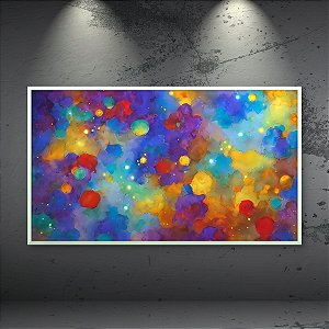 Quadro Decorativo Abstrato Galáxia Colorida com Cores Vibrantes e Brilhos 6103