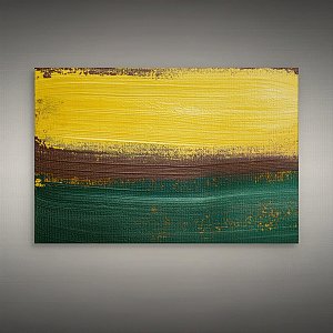 Quadro Decorativo Abstrato Moderno Pinceladas Amarelo Marrom e Verde 6102
