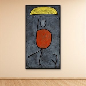 Quadro Decorativo Abstrato Paul Klee Personagem Minimalista com Sol Amarelo 6113