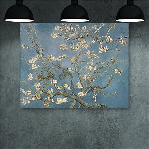 Quadro Decorativo Galhos de Amendoeira em Flor Vincent van Gogh Azul 6115