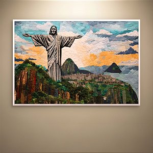 Quadro Decorativo Paisagem Rio de Janeiro Cristo Redentor Patchwork 6119