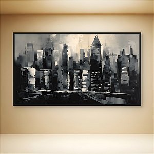 Quadro Decorativo Paisagem Urbana Abstrata Skyline em Preto e Branco 6116