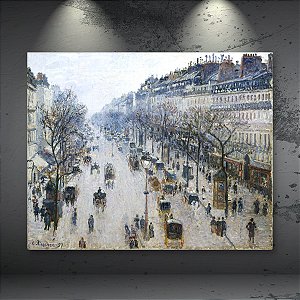 Quadro Decorativo Paisagem Urbana Inverno Paris Boulevard de Pissarro 6125