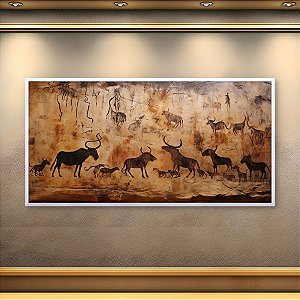 Quadro Decorativo Pintura Rupestre Arte Pré-Histórica Animais da Caverna 6151