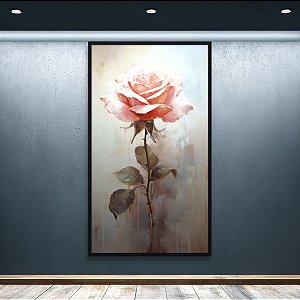 Quadro Decorativo Rosa Romântica Pastel Pintura a Óleo Abstrata Floral 6164