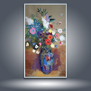 Quadro Decorativo Vaso de Flores Estilo Impressão Artística Colorida 6158