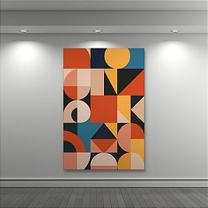 Quadro Decorativo Abstrato Geométrico Retrô Minimalista Cores Terrosas 6179