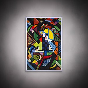 Quadro Decorativo Abstrato Moderno Cores Vibrantes e Figuras Geométricas 6168