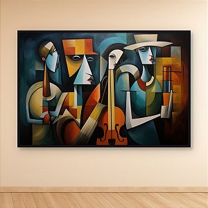 Quadro Decorativo Abstrato Músicos Cubistas Arte Moderna Colorida 6169