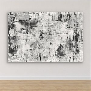Quadro Decorativo Abstrato Monocromático Texturizado em Preto e Branco 6195