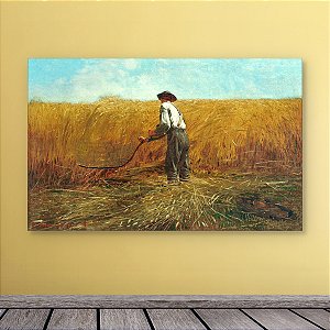 Quadro Decorativo Homem Ceifando Trigo Campo Dourado Pintura Clássica 6271