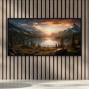 Quadro Decorativo Paisagem Montanhas e Lago ao Pôr do Sol Alpine 6241