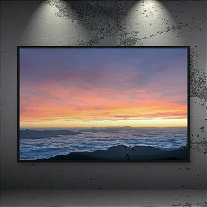 Quadro Decorativo Paisagem Nascer do Sol Mar de Nuvens e Céu Alaranjado 6226