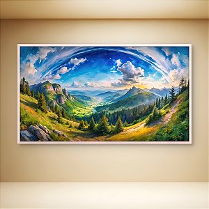 Quadro Decorativo Paisagem ValE Verde Com Montanhas e Céu Panorâmico 6253