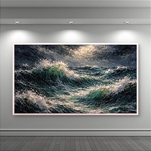 Quadro Decorativo Mar Revolto com Ondas Tempestuosas e Céu Nublado 6282