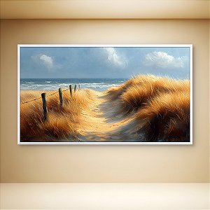 Quadro Decorativo Paisagem Dunas de Areia Mar e Campo de Trigo Dourado 6413