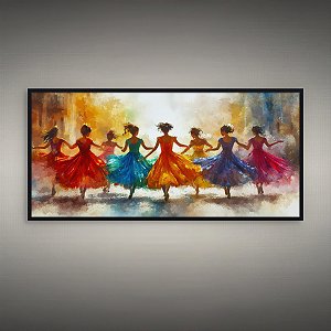 Quadro Decorativo Bailarinas Dançando Estilo Aquarela Cores Vibrantes Artes 6421