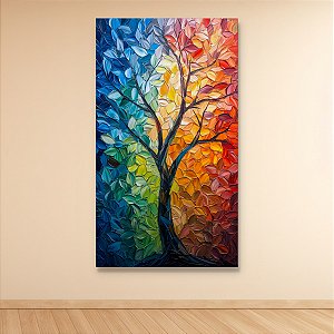 Quadro Decorativo Árvore da Vida Abstrata Pintura a Óleo Texturizada Colorida 6425