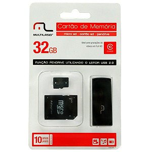 Cartão de Memória Multilaser 32 GB - Classe 10