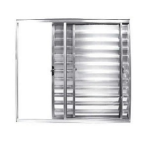 Veneziana 3 folhas sem grade aluminio brilhante