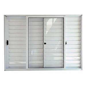 Veneziana 3 folhas sem grade aluminio branco