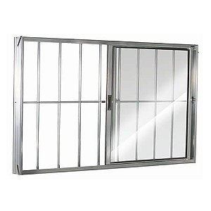 Vitro 2 folhas com grade aluminio brilhante