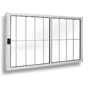 Vitro 2 folhas com grade aluminio branco