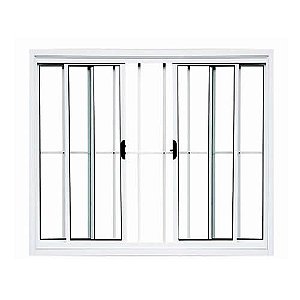 Vitro 4 folhas com grade aluminio branco