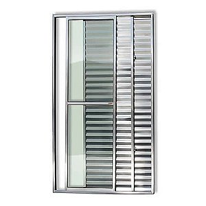 Porta balcao 3 folhas aluminio brilhante linha 25