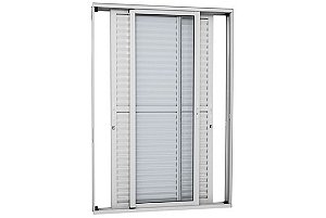 Porta balcao 3 folhas moveis sacada aluminio branco linha 25