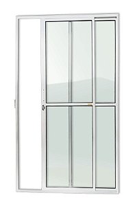 Porta balcao 2 folhas aluminio branco linha 25