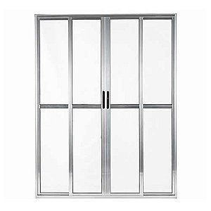 Porta balcao 4 folhas aluminio brilhante linha 25