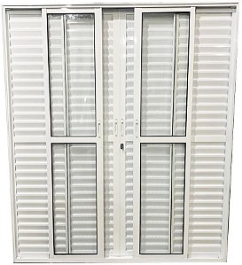 Porta balcao sacada 6 folhas aluminio branco linha 25