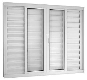 Veneziana 6 folhas sem grade aluminio branco linha 25