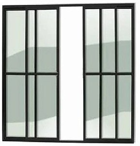 Porta balcao 4 folhas aluminio preto linha 25