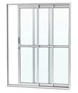 Porta balcao 3 planos aluminio brilhante linha 25