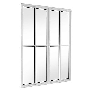 Porta Balcão de Correr Aluminio branco 4 Folhas com Fechadura - linha 25