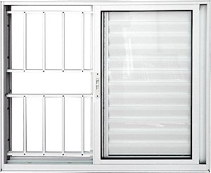 Veneziana 3 folhas com grade aluminio branco linha 25