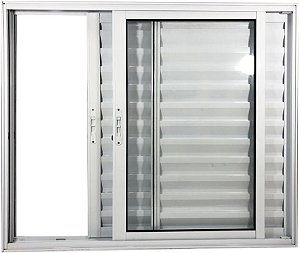 Veneziana 3 folhas sem grade aluminio branco linha 25