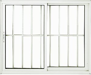 Vitro 2 folhas com grade aluminio branco vidro liso linha 25