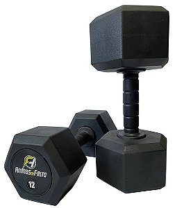 Dumbbell Monobloco Sextavado Injetado - Pegada Injetada 26kg