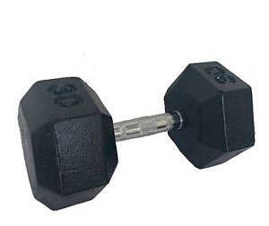 Dumbbell  Monobloco Sextavado Injetado - Pegada Cromada 14kg