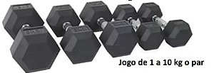 Halteres Sextavados Vulcanizados Oneal - Jogo de 1 a 10Kg o par