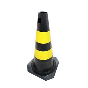Cone de sinalização preto/amarelo plt  50cm plastcor