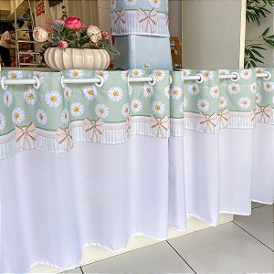 Cortina Para Pia/Balcão/Vitro 2,20m x 80cm Altura-Digital Margarida-Lançamento