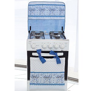 Cortina Forno + Capa P/ Tampa Fogão 4 Bocas - LaçoAzul