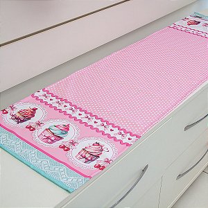 Caminho/Trilho P/Mesa  1,30m x 40cm-Estampa Digital Cupcake