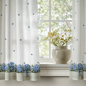 Cortina Cozinha Simples 2,20m x 1,40m - Linda Estampa Hortênsia Digital